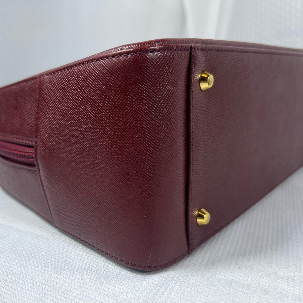 Burberry London Burgundy Saffiano Leather Satchel Re-Lined Authentic - Picture 8 of 16